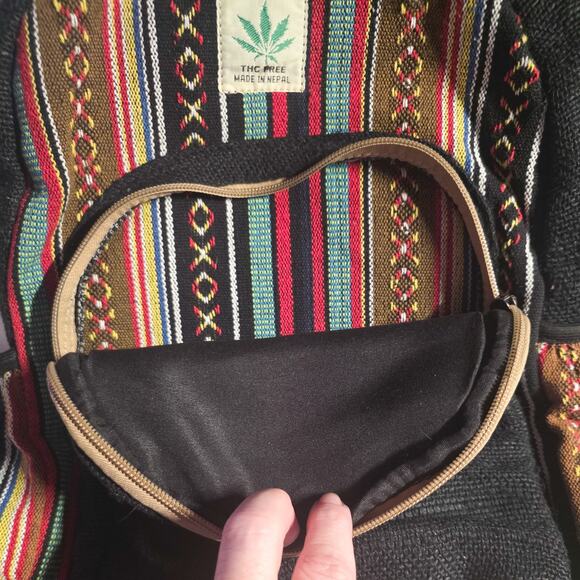 Pure Hemp Artisan Made Rustic Jack Skellington woven daypack - Picture 9 of 12